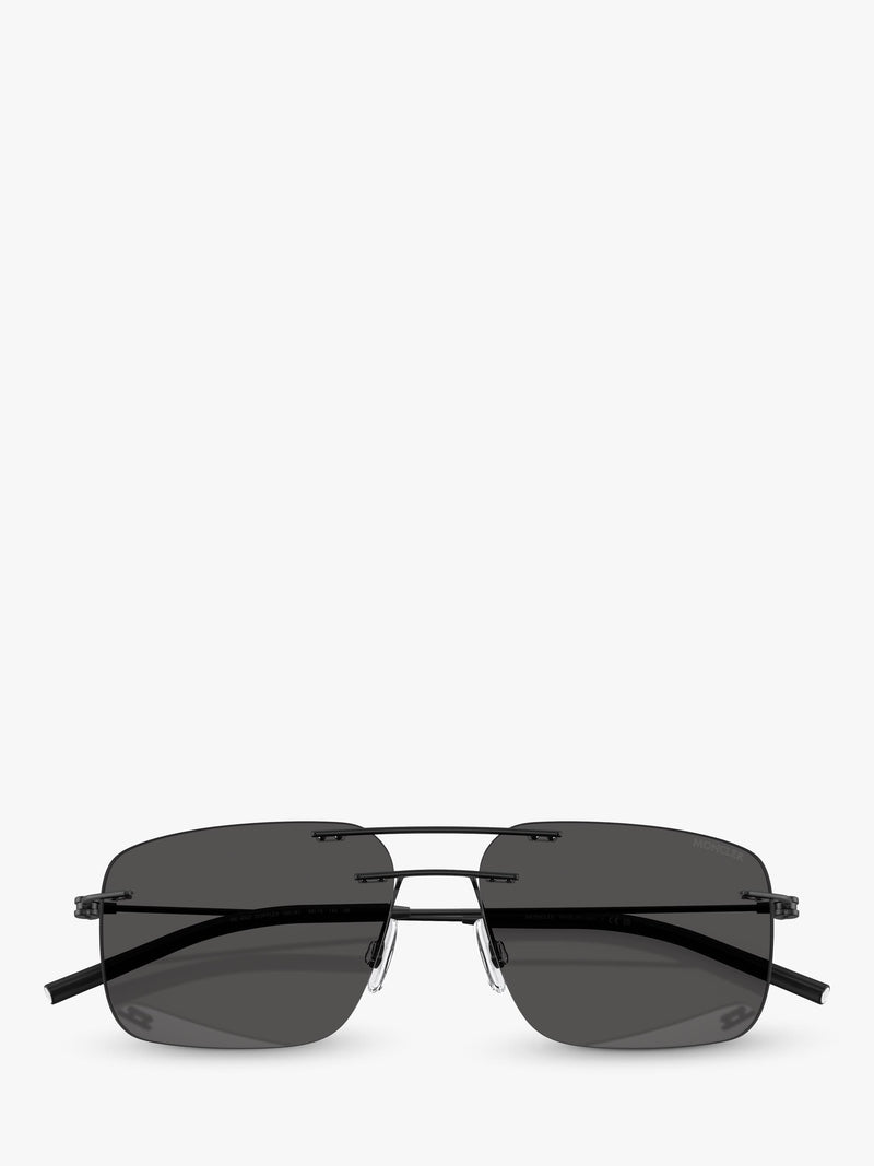 Moncler rectangular sunglasses matte black 56mm, imported from the UK