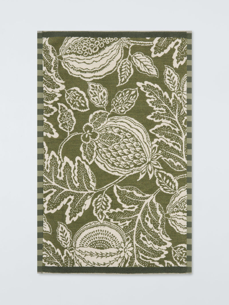 Oversized Fruit and Leaf Pattern Bath Mat with Two-Tone Trim