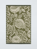 Oversized Fruit and Leaf Pattern Bath Mat with Two-Tone Trim
