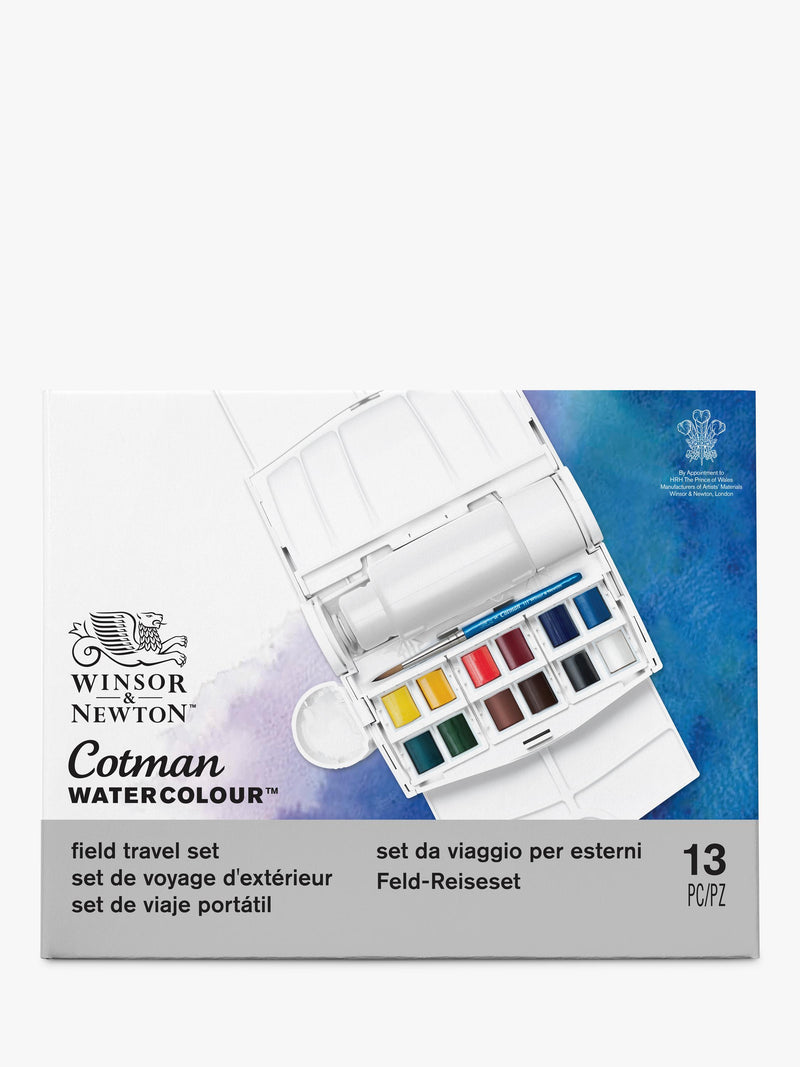 Winsor & Newton travel watercolour paint set with 12 half pans and accessories (British brand)