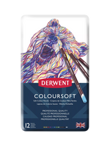John Lewis Derwent Coloursoft Coloured Pencils Tin Set of 12- Buy online at McGrocer