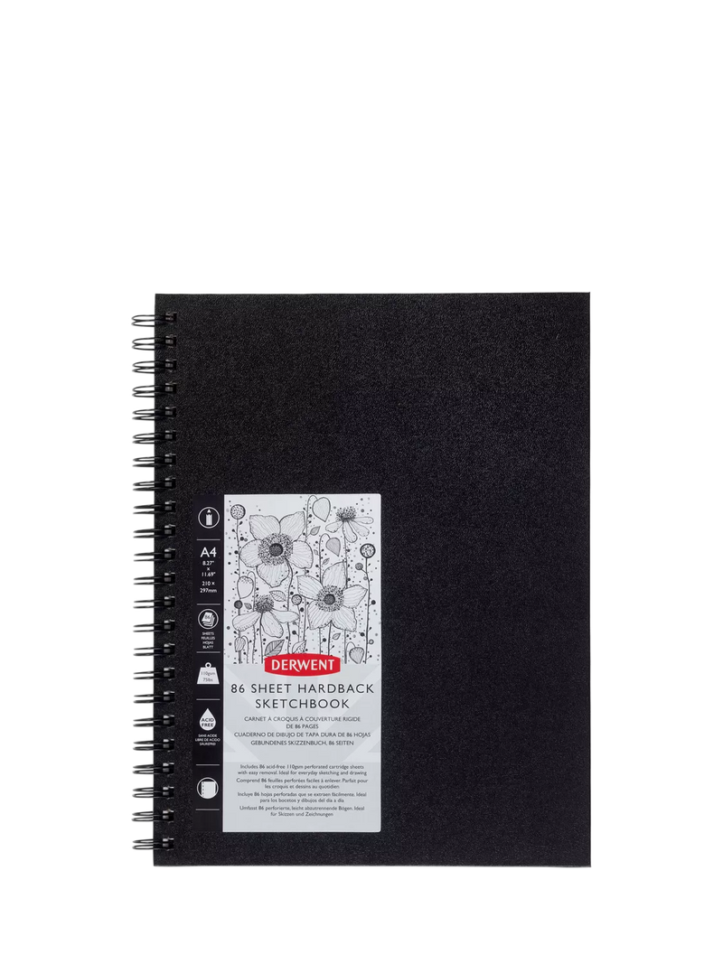 Derwent A4 hardback wirebound sketchbook, UK version