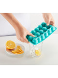 Lékué turquoise round ice cube tray with lid 18 cubes, UK version