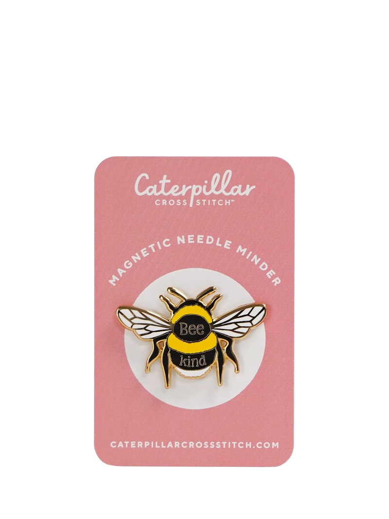 Caterpillar Cross Stitch Bee Kind needle minder, imported from the UK