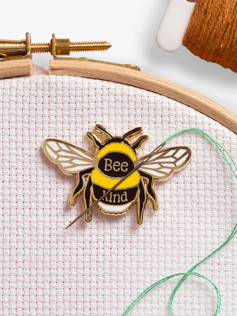 Caterpillar Cross Stitch Bee Kind needle minder, imported from the UK