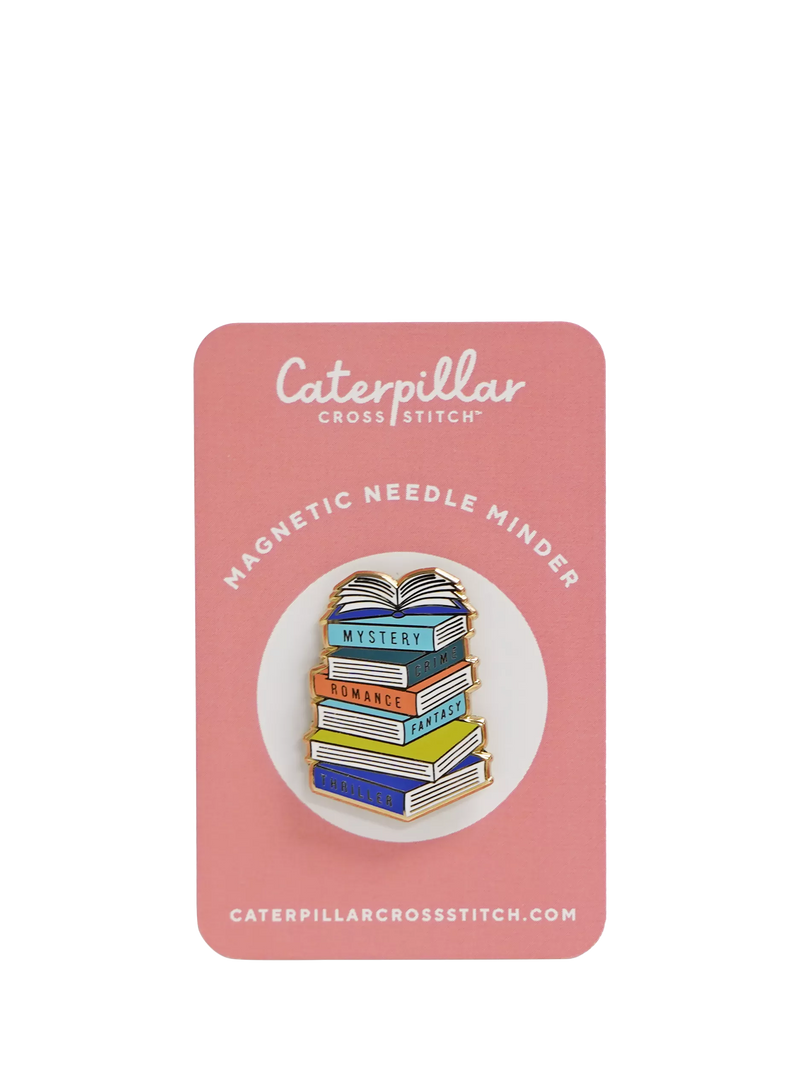 Caterpillar Cross Stitch book stack needle minder - British product