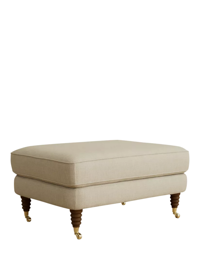 Laura Ashley Lynden footstool teak leg Wooton Natural, UK version