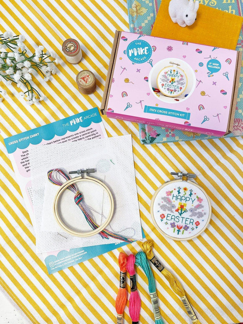 The Make Arcade mini Easter cross stitch kit, UK version