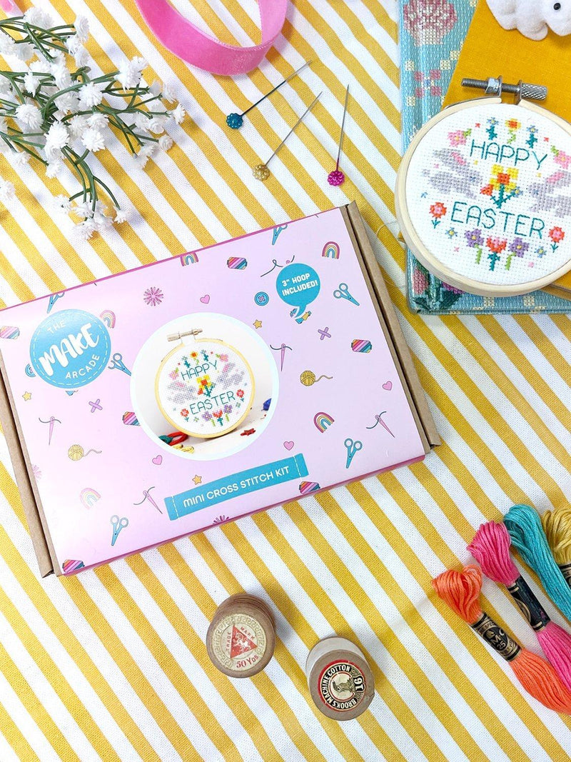 The Make Arcade mini Easter cross stitch kit, UK version