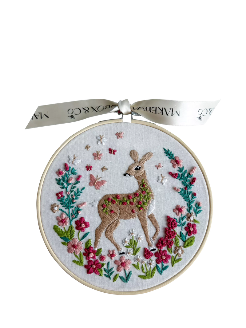 MakeBox Frolicking Fawn embroidery kit, UK version