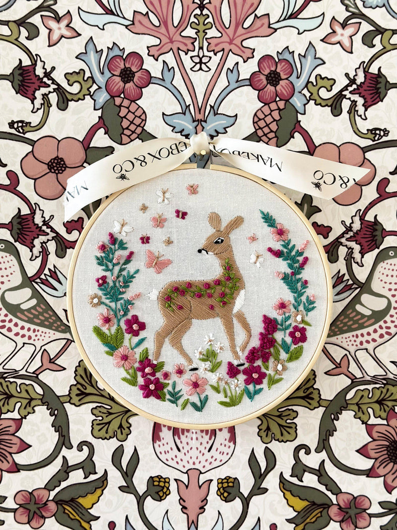 MakeBox Frolicking Fawn embroidery kit, UK version