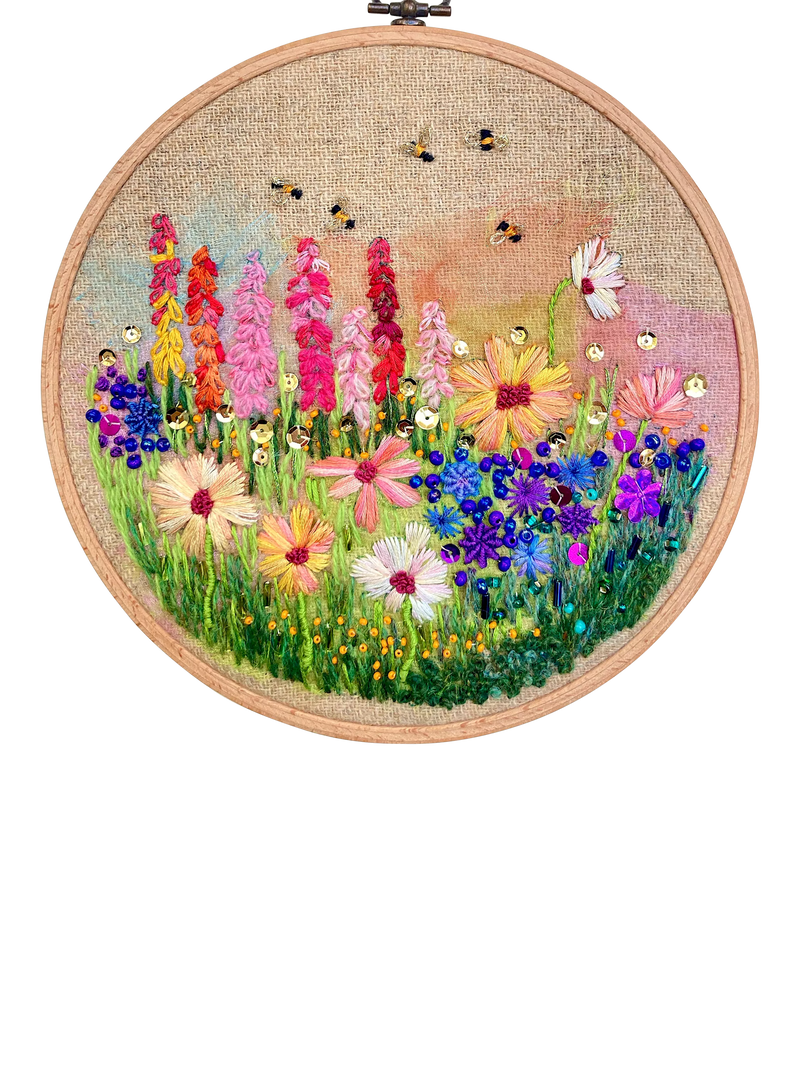 Rowandean Cosmos and Snapdragons Embroidery Kit, imported from the UK