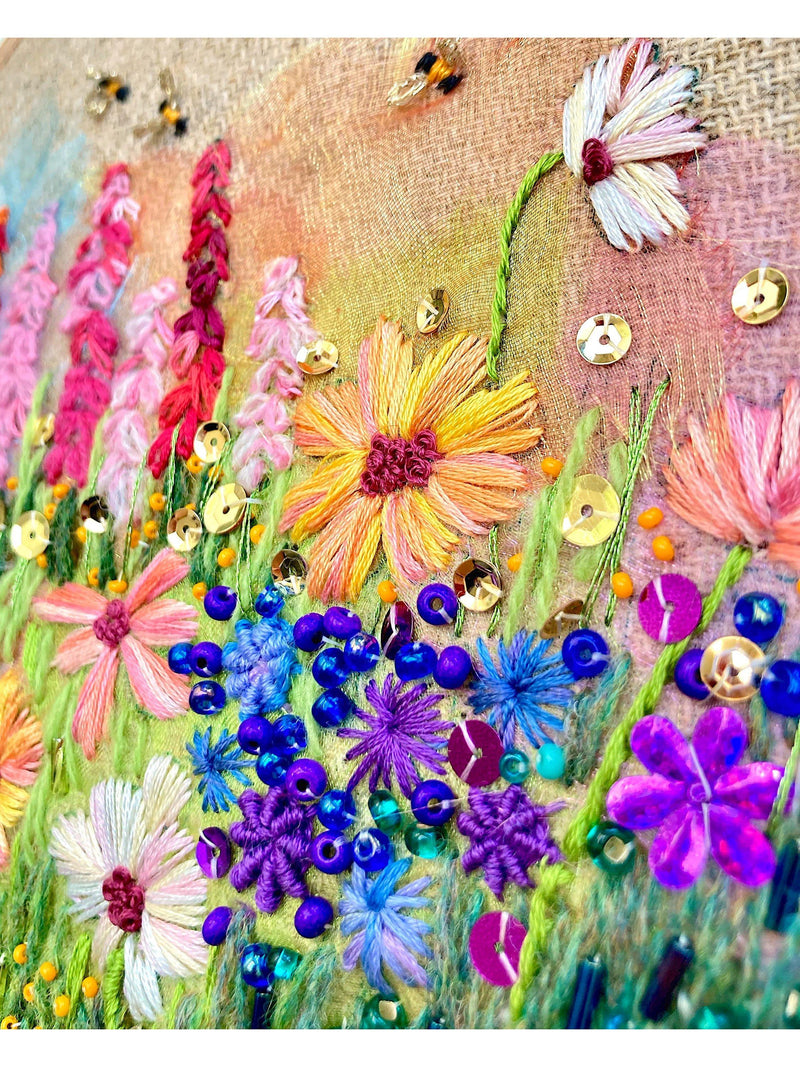Rowandean Cosmos and Snapdragons Embroidery Kit, imported from the UK