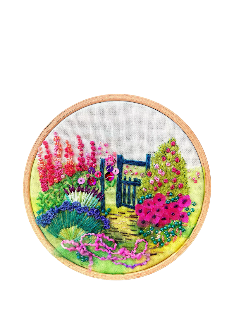 Rowandean The Garden Gate embroidery kit, imported from the UK