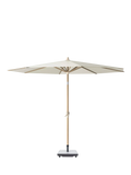 Pacific Riva Teak Wood Effect Frame Round Parasol & Base with Cover, 3m, Champagne