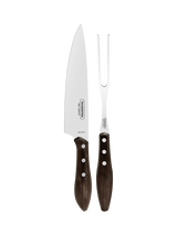 John Lewis Tramontina Churrasco Stainless Steel Carving Knife and Fork Set with Wood Handles, 2-Piece- Buy online at McGrocer