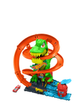 Hot Wheels City T-Rex Blaze Battle playset with firetruck, imported from the UK