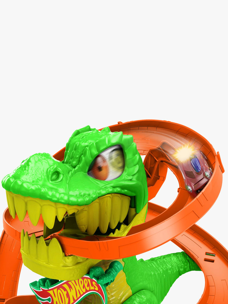 Hot Wheels City T-Rex Blaze Battle playset with firetruck, imported from the UK
