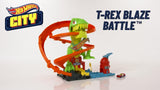 Hot Wheels City T-Rex Blaze Battle playset with firetruck, imported from the UK