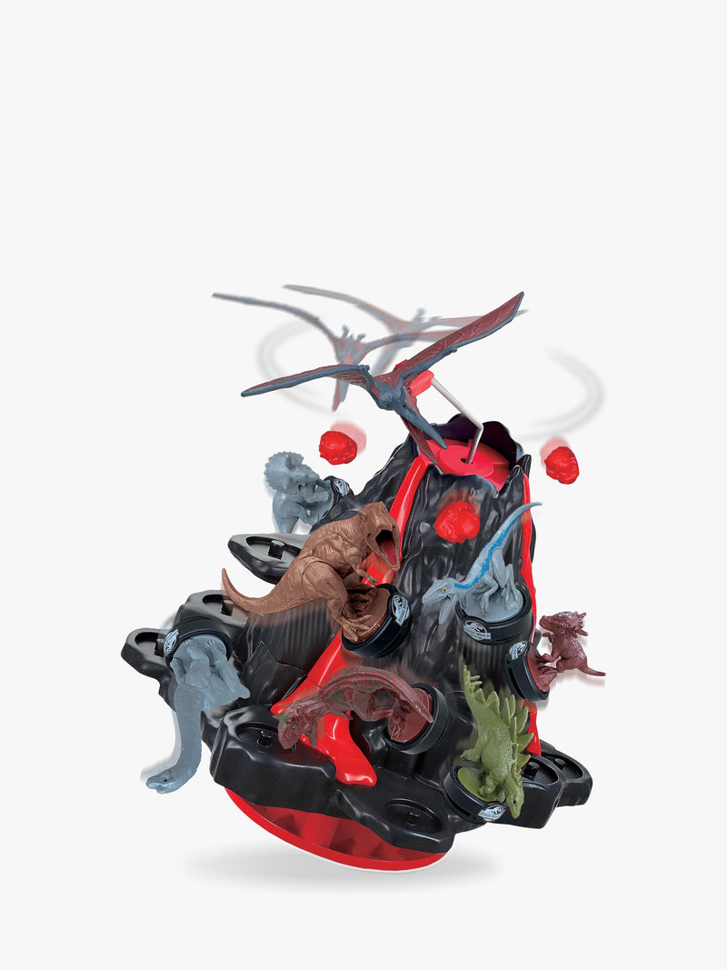 Jurassic World shaky volcano game with dinosaur figures, UK version