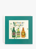 Blank Inside Birthday Card with Beer Bottles Design and White Envelope