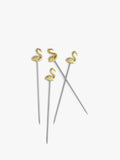 Flamingo Cocktail Picks Set of 4 in Gold