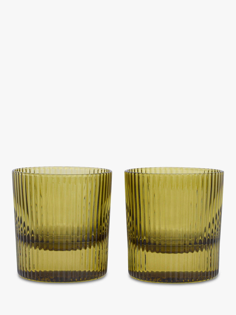 Fluted Lowball Glasses Pack of 2 Olive