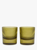Fluted Lowball Glasses Pack of 2 Olive