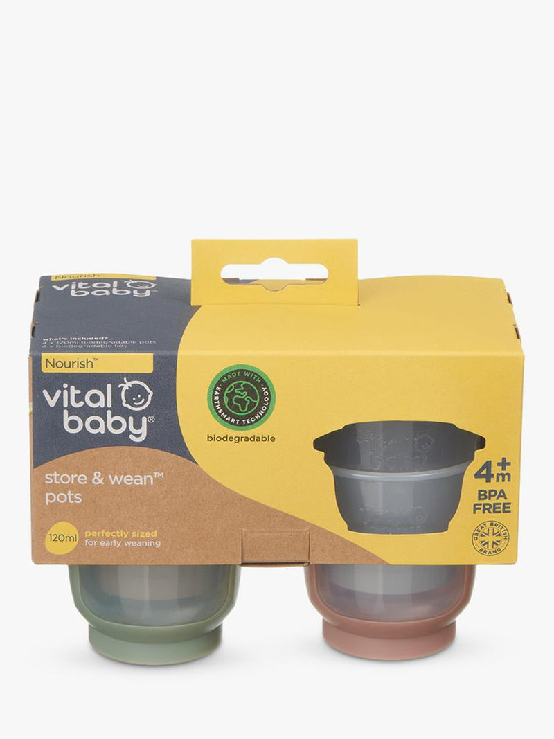Vital Baby weaning storage pots, pack of 4, 120ml each (British brand)