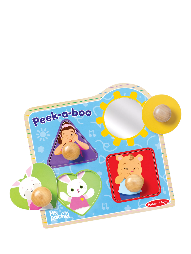 Melissa & Doug wooden jumbo peg puzzle Ms. Rachel Peek-a-Boo, UK version