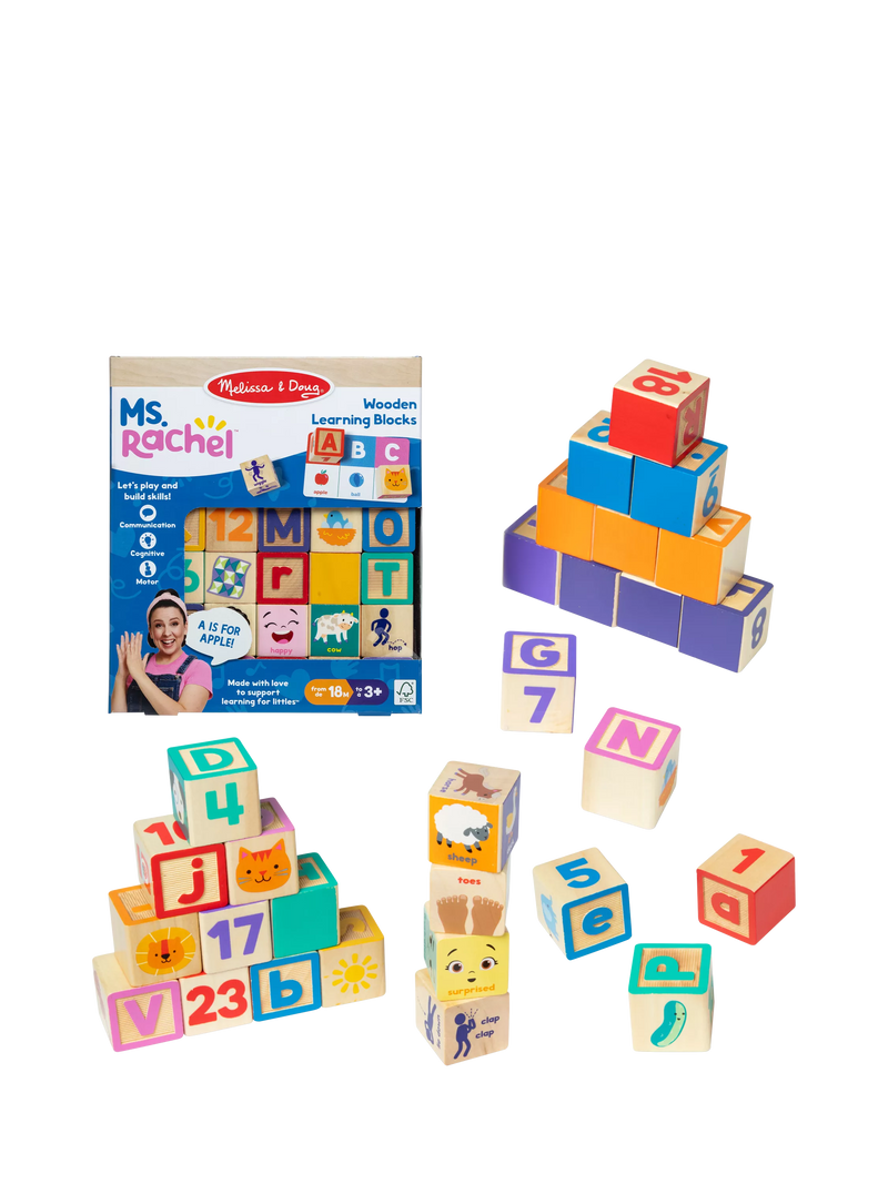 Melissa & Doug Ms. Rachel wooden learning blocks set, imported from the UK