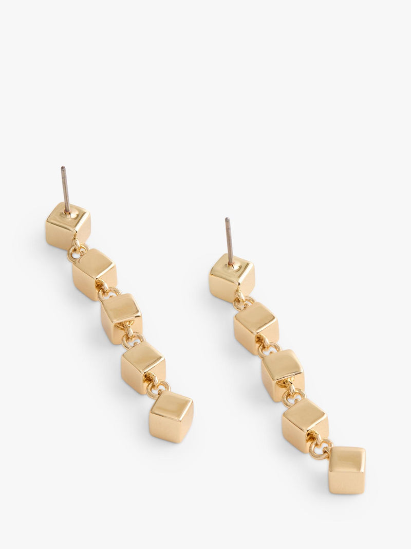 Coach enamel cube chain drop earrings in gold (British brand)