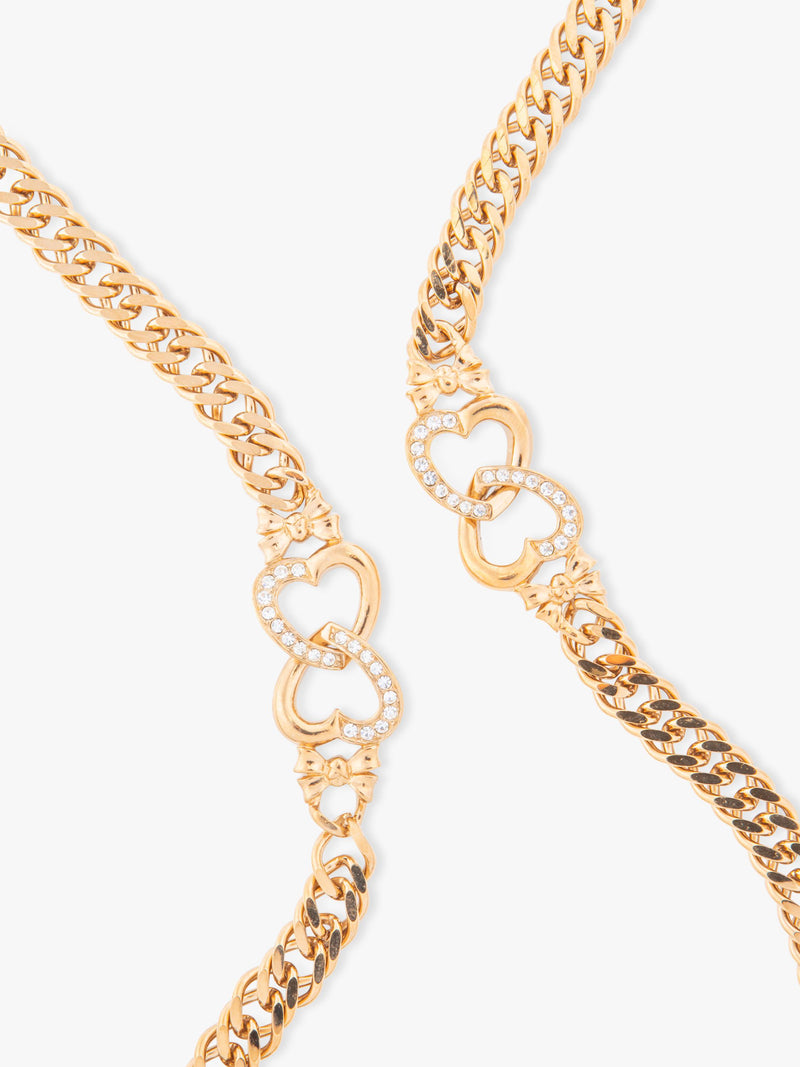 Eclectica double heart chain necklace with Swarovski crystals, UK version