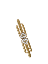 John Lewis Eclectica Pre-Loved Monet Crystal Double Heart Bar Brooch, Gold Plated, Circa 1980s- Buy online at McGrocer