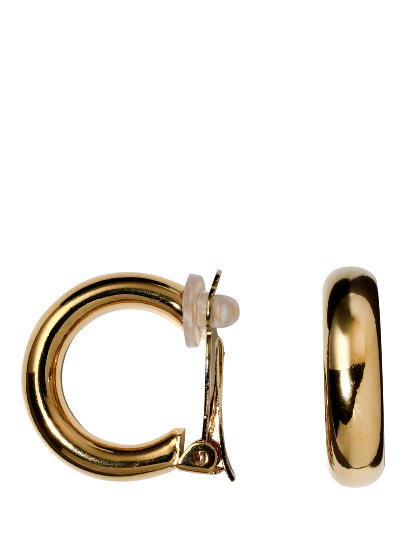 Eclectica gold clip-on hoop earrings pre-loved, UK version