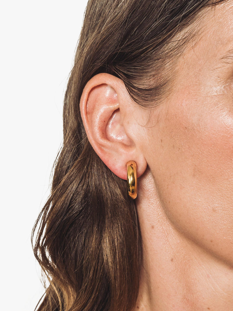 Eclectica gold clip-on hoop earrings pre-loved, UK version