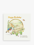 Birthday Card with Peter Rabbit and Radishes Illustration