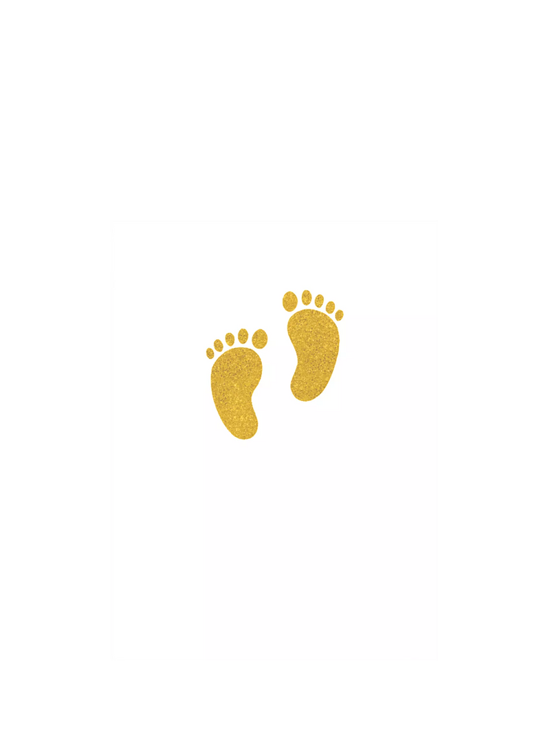 Art File gold feet new baby card, UK version