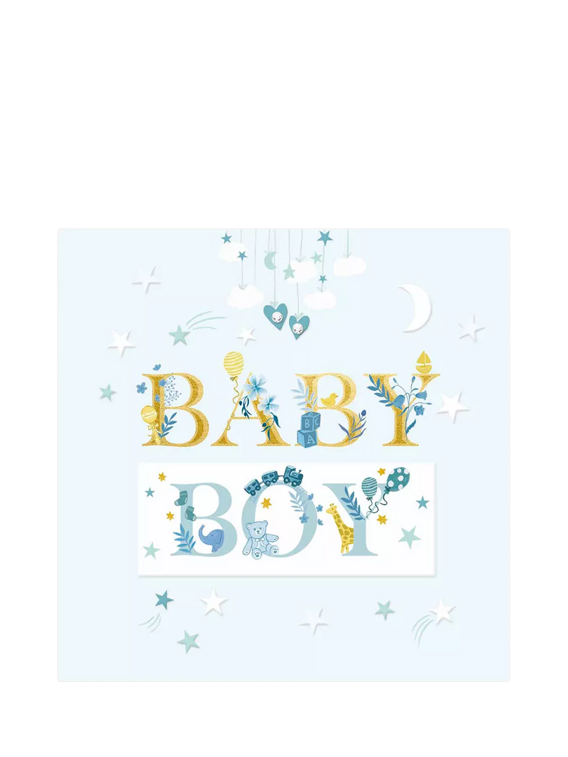Woodmansterne Baby Boy Blue new baby card - British product