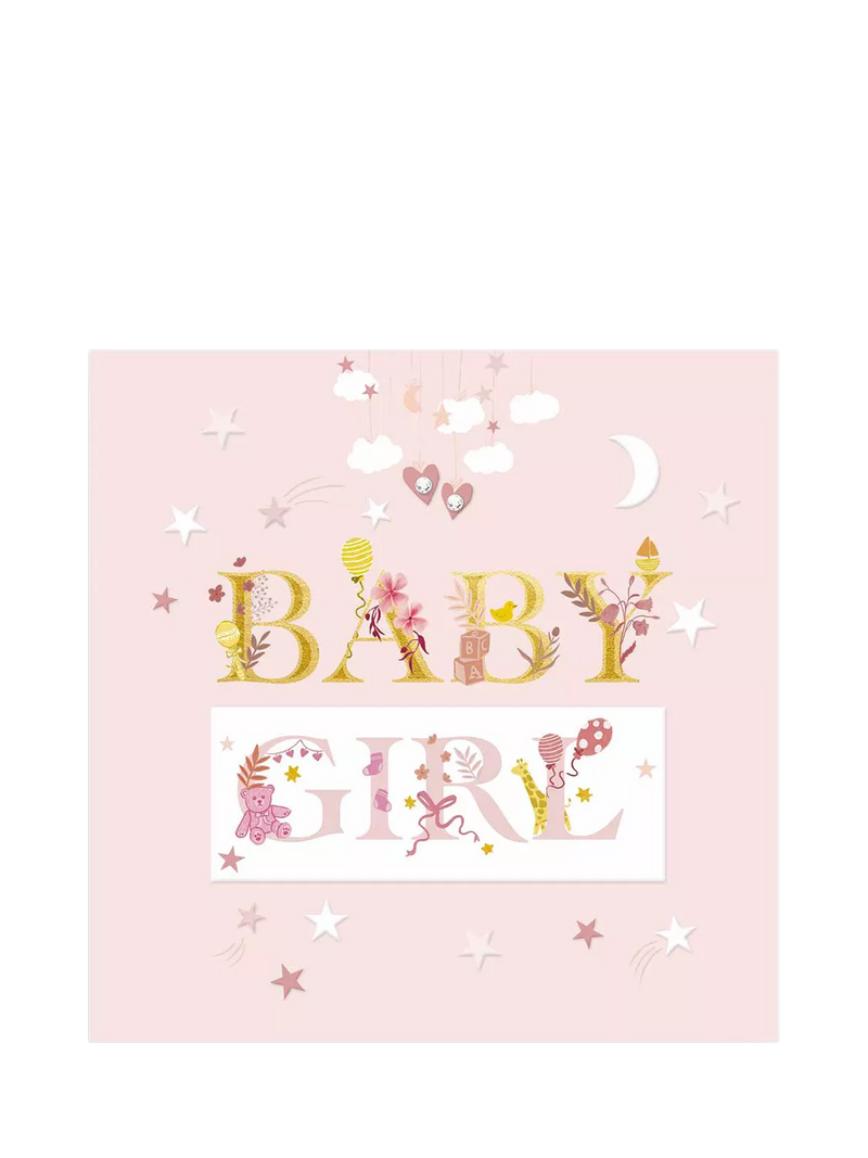 Woodmansterne pink new baby girl card - British product
