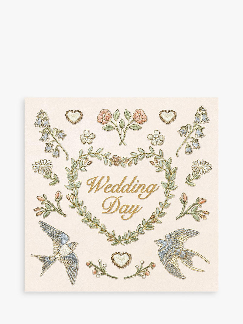Birds Heart Wedding Greetings Card, Blank Inside with Brown Envelope