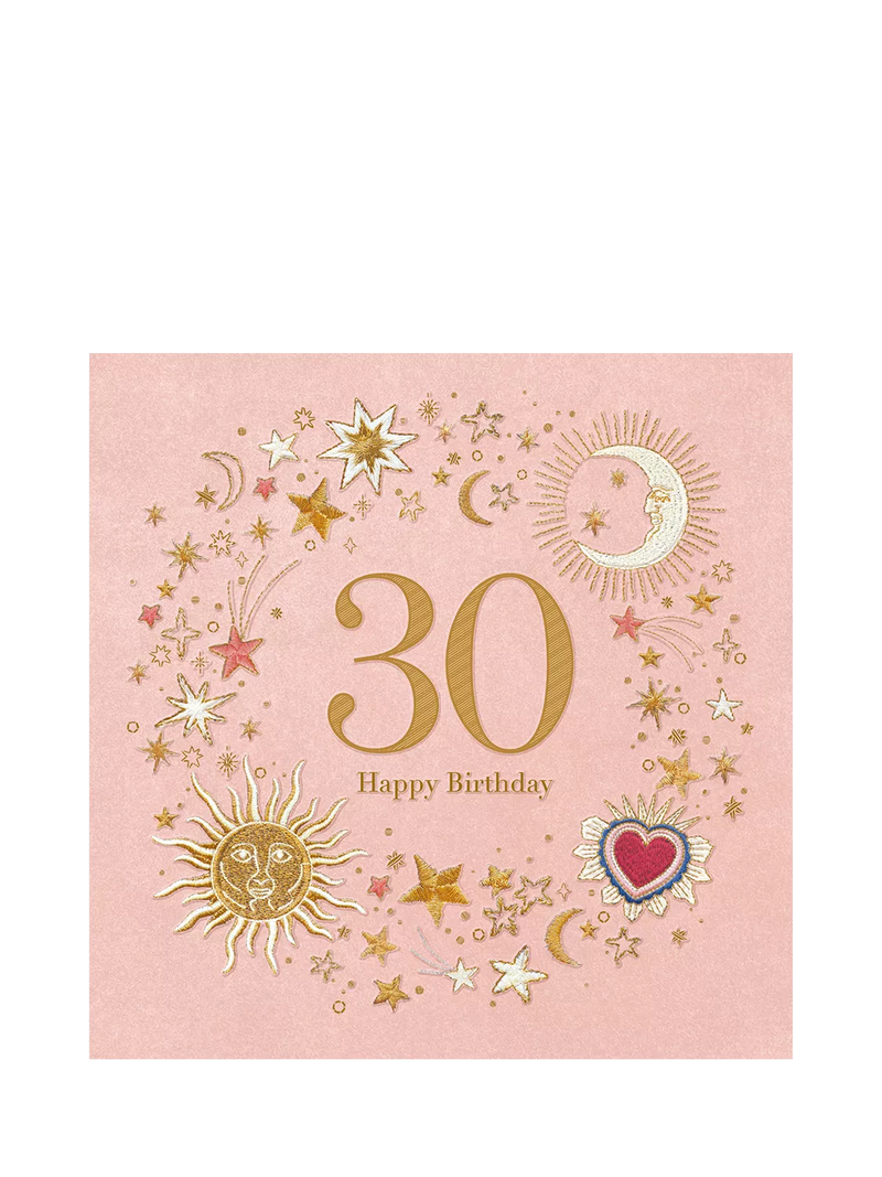 Elizabeth Scarlett sun and moon 30th birthday card - British product