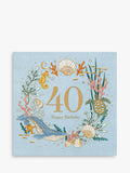 Sealife Themed 40th Birthday Card, Blank Interior with Brown Envelope