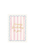 Woodmansterne birthday card pink and white stripes - British product