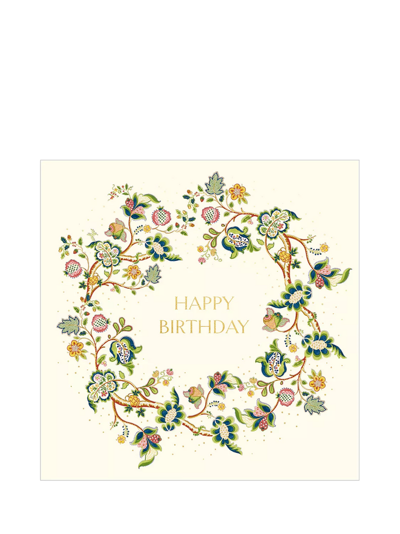 Woodmansterne birthday card floral wreath 166x167mm, UK version