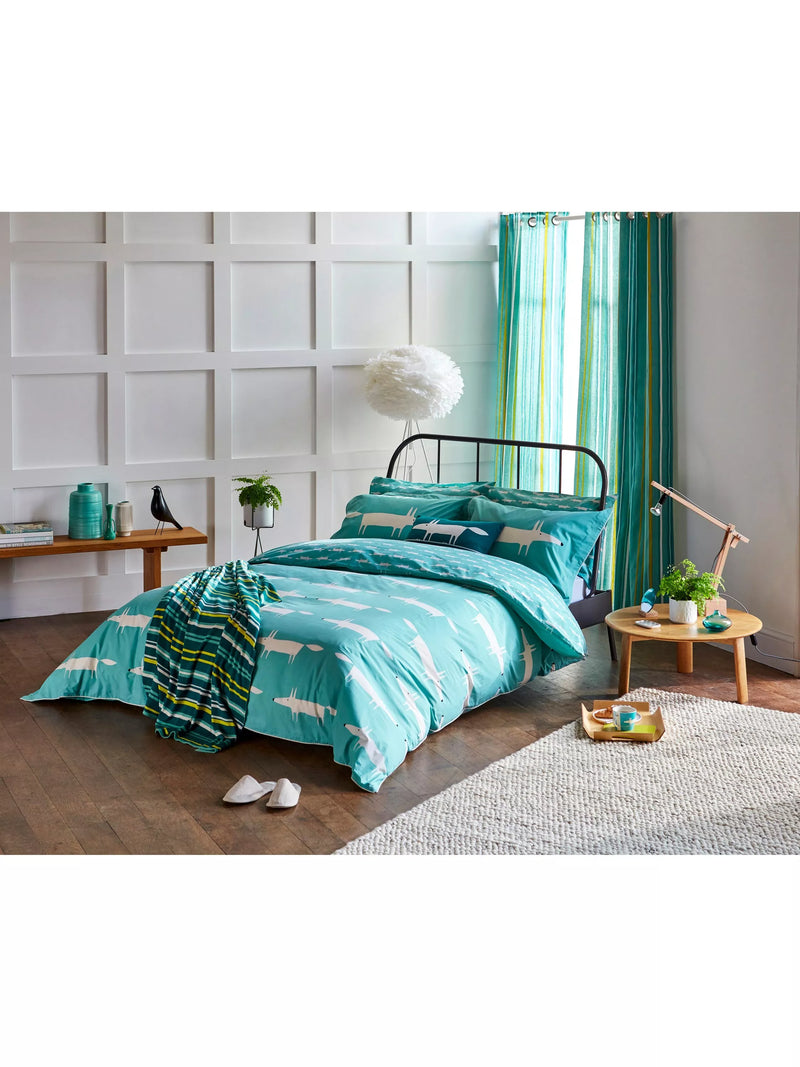 Scion Mr Fox cotton bedding standard pillowcase pair, imported from the UK