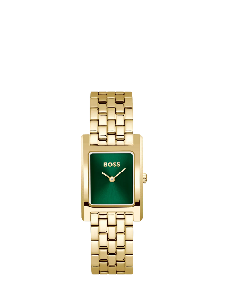 BOSS Lucy women's watch green dial gold strap (British brand)