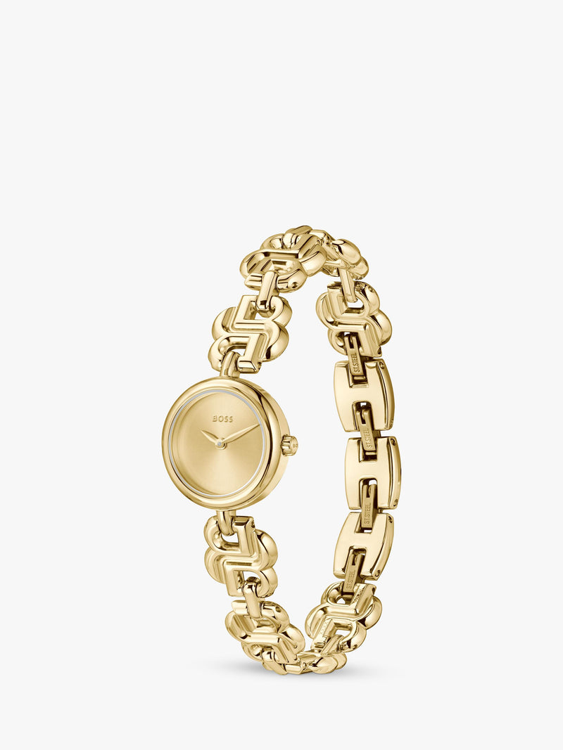 Hugo Boss Double B watch gold stainless steel bracelet (British brand)