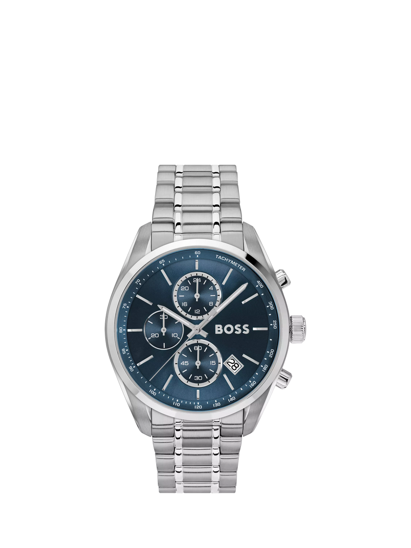 BOSS Grand Prix 44 chronograph watch blue dial, UK version