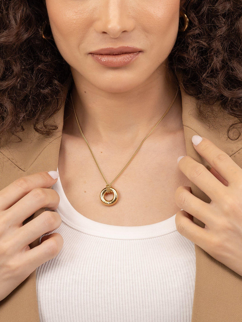 HUGO BOSS gold hoop pendant necklace - British product